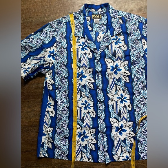 PALI vintage Hawaiian shirt cobalt blue white hibiscus men’s sz XL vacation EUC - Picture 6 of 12